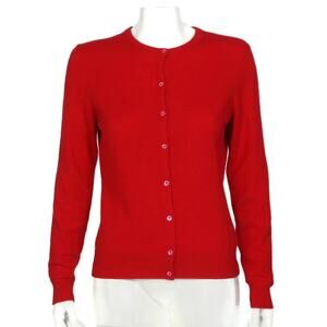 Sutton Studio Cashmere Red Button Cardigan Sweater - M